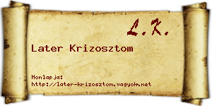 Later Krizosztom névjegykártya